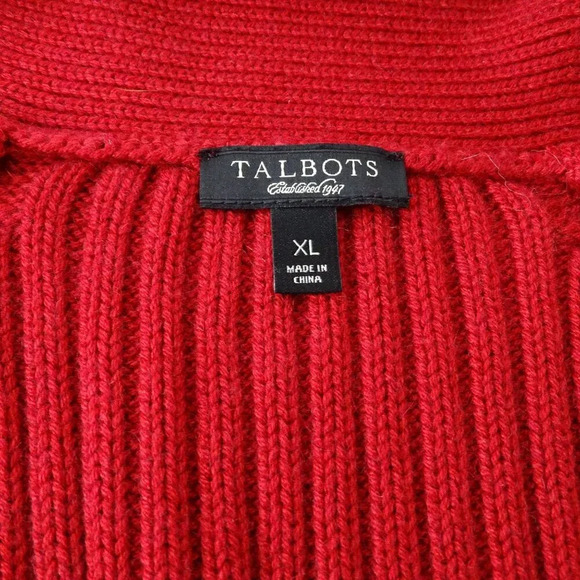 Talbots Burgundy Red Open Front Knit Cardigan Sweater Women Size XL Angora - Picture 3 of 7
